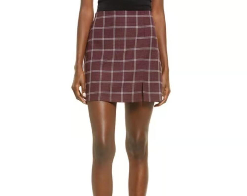 BP. NEW size medium burgundy hamlin plaid MINI skirt